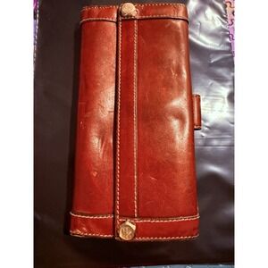 Vintage Gucci Red Leather  Button‎ Snap Wallet Authentic Made In Italy